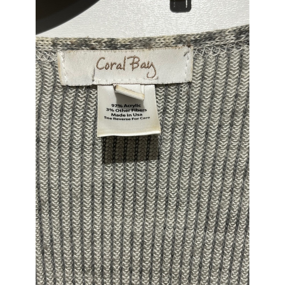Coral Bay Womens Medium‎ Grey Black Colorblock Metallic Open Front Cardigan - Picture 2 of 6